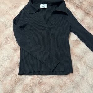 Old Navy Black Ribbed Polo Sweater